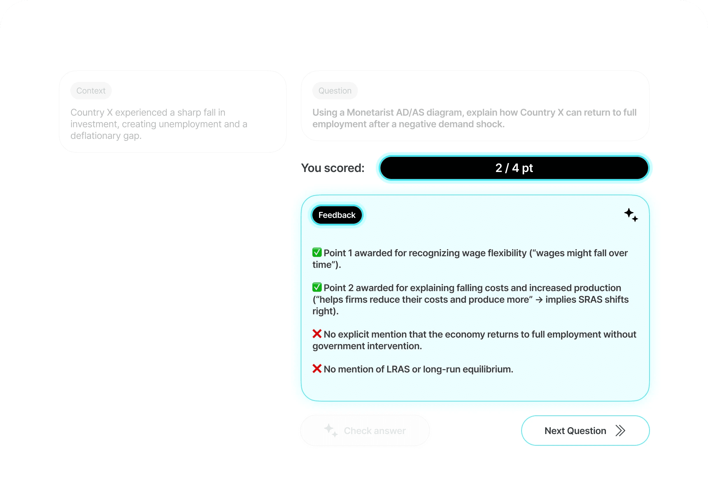 Markscheme-aligned answer feedback