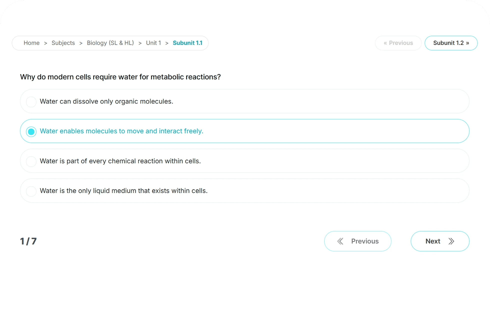 Quiz topics organized by the IB syllabus