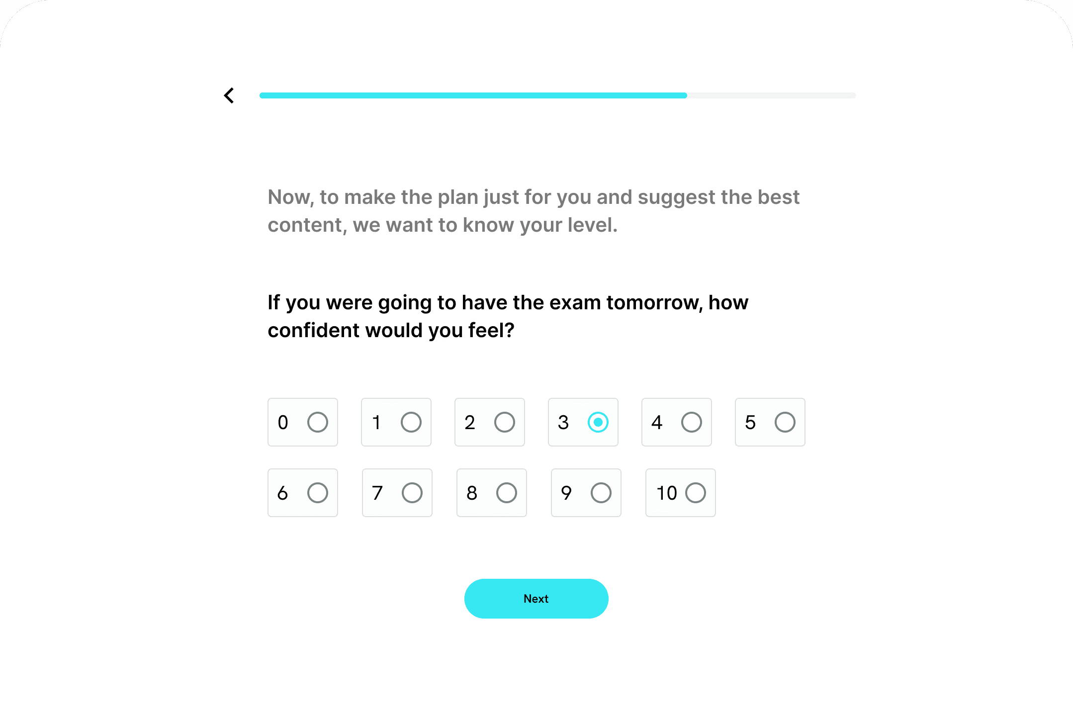Adaptive quiz difficulty in Revizze