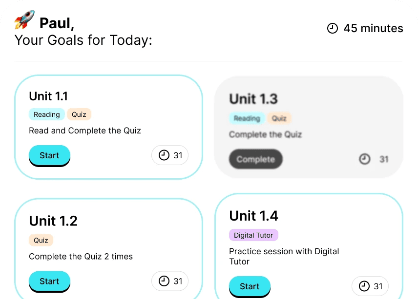 An adaptive study plan in Revizze